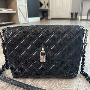 Marc Jacobs Black Shiny Patent Leather Satchel Bag Purse